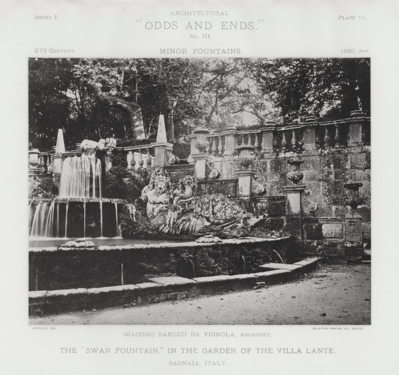 Villa Lante Bahçesindeki "Kuğu Çeşmesi", Bagnaia, İtalya (s/b fotoğraf) by American Photographer (after)