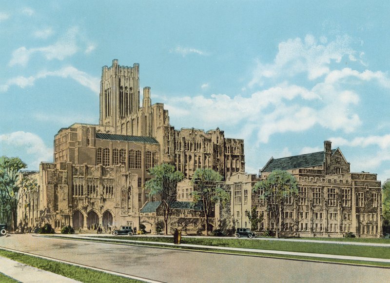 Alexander McKinlock Memorial Kampüsü, Northwestern Üniversitesi, Chicago Bulvarı ve Lake Shore Drive (renkli fotoğraf) by American Photographer