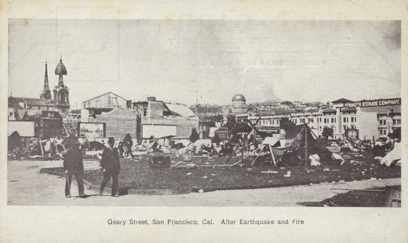 Geary Caddesi, San Francisco, deprem ve yangın sonrası by American Photographer
