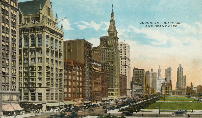 Michigan Bulvarı ve Grant Parkı (renkli fotoğraf) by American Photographer