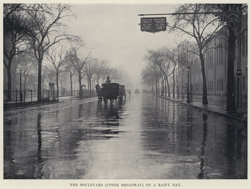 Yağmurlu Bir Günde Bulvar (Yukarı Broadway) (s/b fotoğraf) by American Photographer