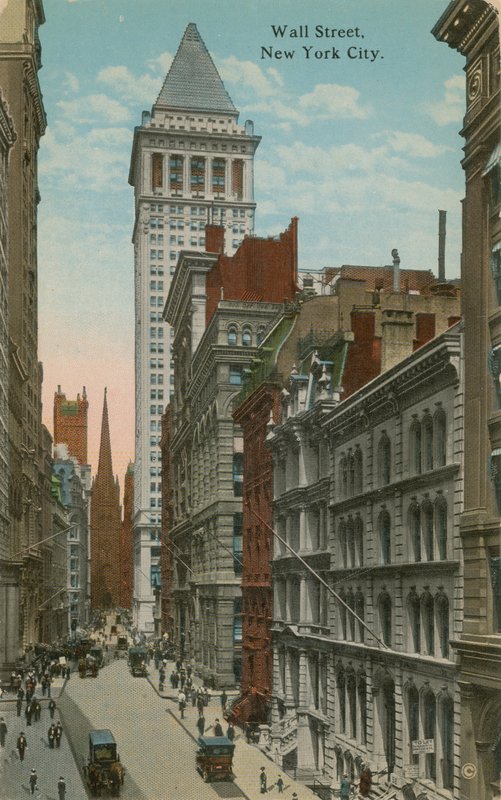 Wall Street, New York. 1913 yılında gönderilen kartpostal. by American Photographer