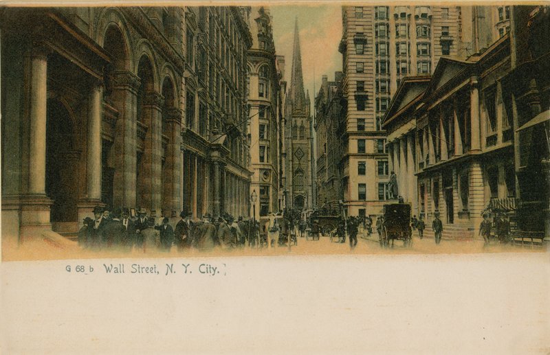 Wall Street, New York. 1913 yılında gönderilen kartpostal. by American Photographer