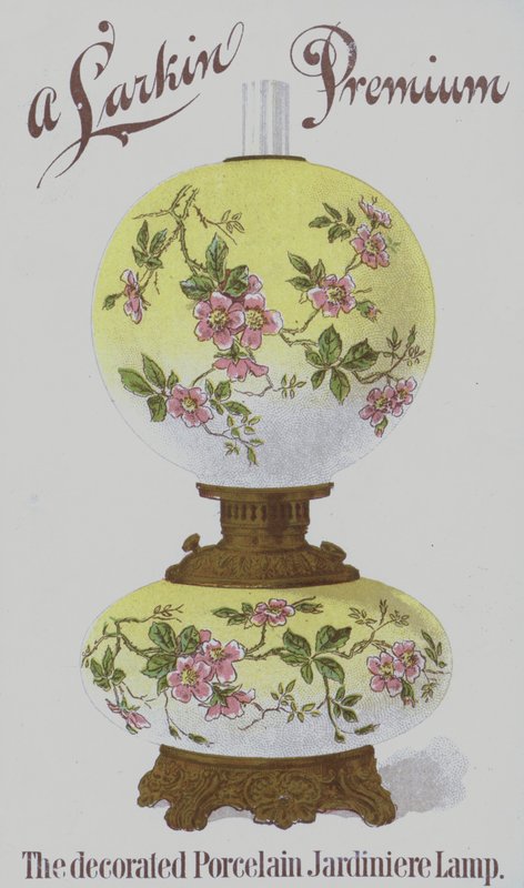 Larkin Premium dekorlu porselen jardiniere lambalar (chromolitho) için reklam by American School