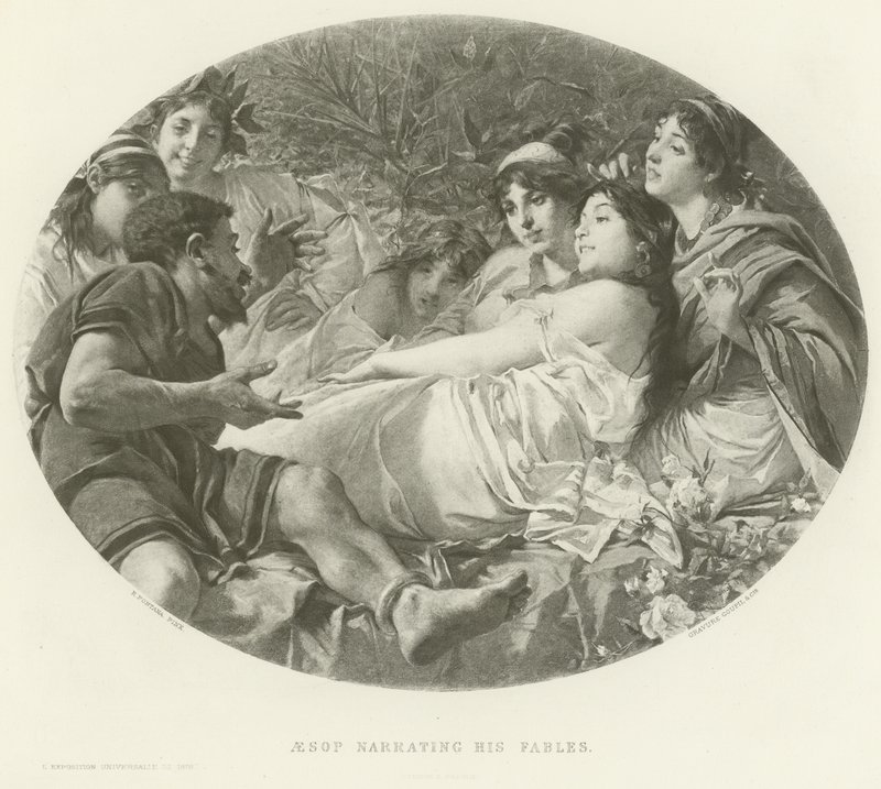 Ezop masallarını anlatıyor (gravür) by American School