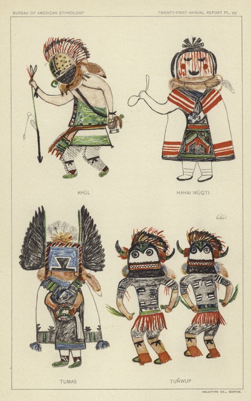 Ahul, Hahai Wuqti, Tumas, Tunwup (renkli taş baskı) by American School
