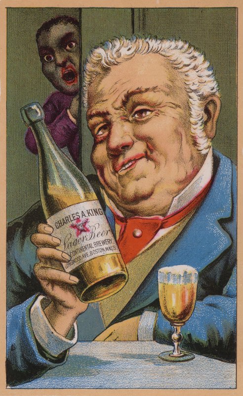 Amerikan ticaret kartı reklamı Charles A King bira birası, Boston, Massachusetts by American School