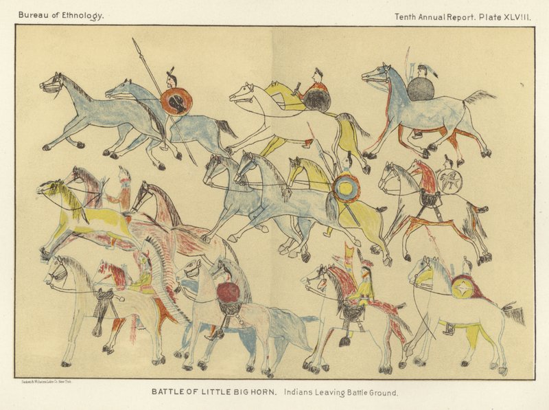 Little Big Horn Savaşı - Kızılderililer Savaş Alanından Ayrılıyor by American School