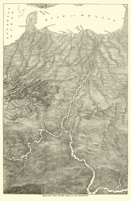 Mississippi havzasının kuşbakışı görünümü, 1862 by American School