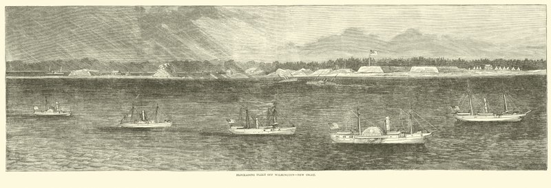 Wilmington, New Inlet, Ekim 1864 açıklarında abluka filosu by American School