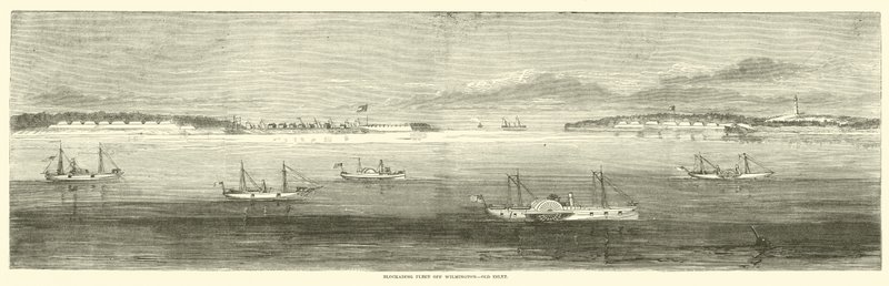 Wilmington, Old Inlet, Ekim 1864 açıklarında abluka filosu by American School