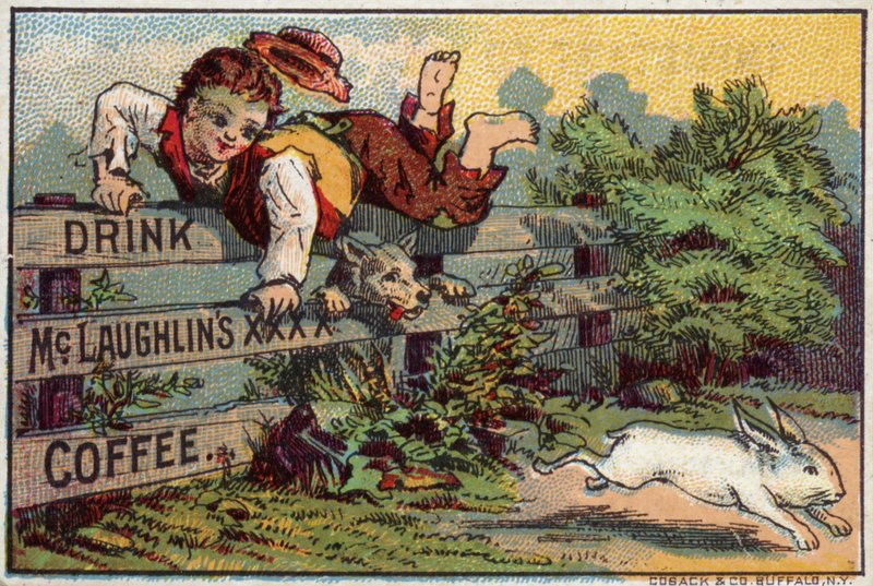 Oğlan ve köpek, tavşan peşinde by American School