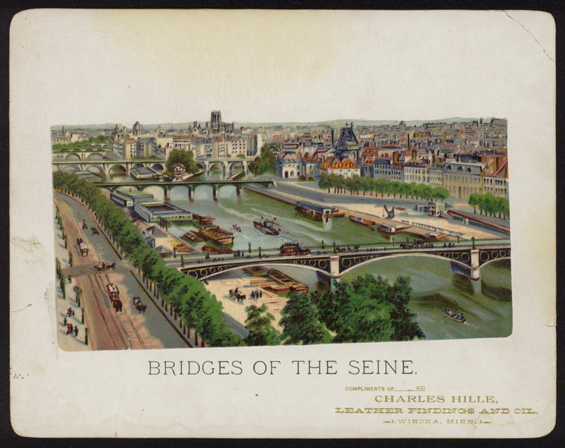 Seine Nehri üzerindeki köprüler, Paris, Fransa (chromolitho) by American School