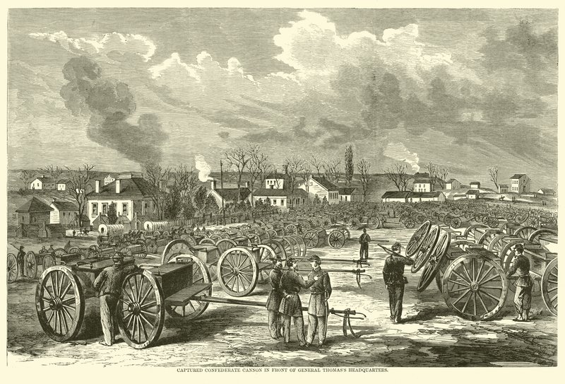 General Thomass Karargahı önünde Yakalanan Konfederasyon topu, Kasım 1863 by American School
