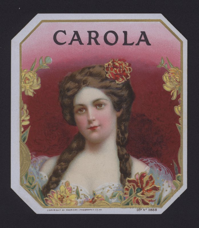 Carola, puro etiketi (chromolitho) by American School