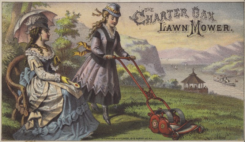 Charter Oak Çim Biçme Makinesi (chromolitho) by American School