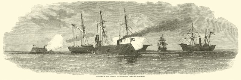 Konfederasyon, abluka filosunu Charleston açıklarında meşgul ediyor, Ocak 1863 by American School