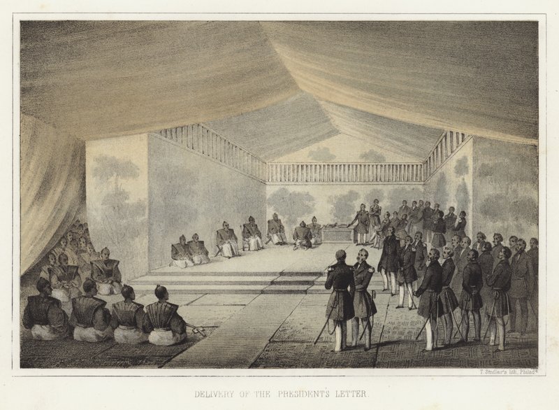 Başkanların mektubunun teslimi, Kurihama, Japonya, 14 Temmuz 1853 by American School