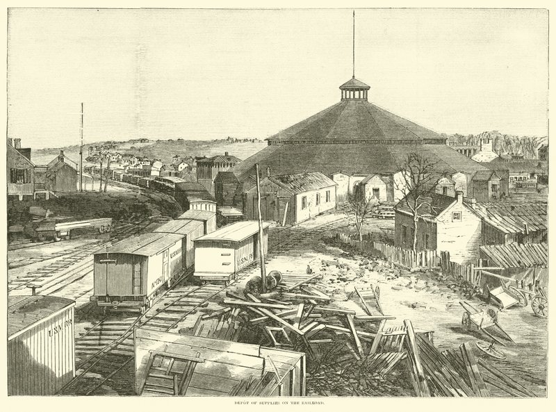 Demiryolunda malzeme deposu, Ekim 1863 by American School