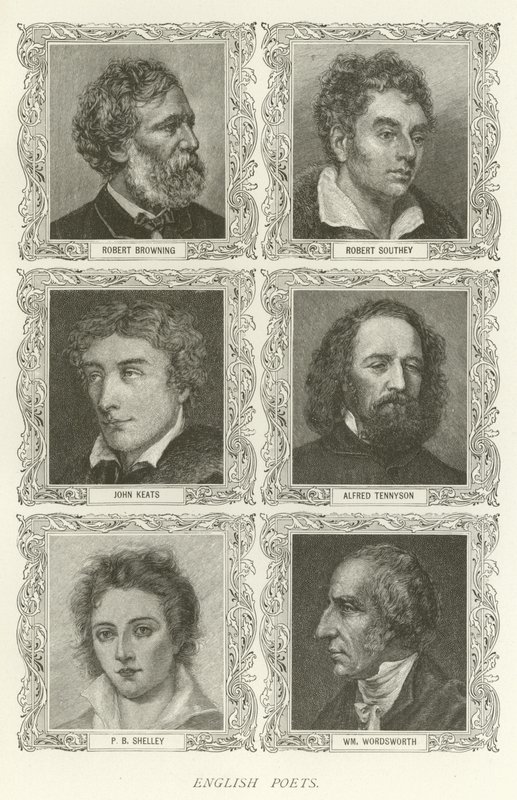İngiliz Şairler, Robert Browning, Robert Southey, John Keats, Alfred Tennyson, PB Shelley, William Wordsworth by American School