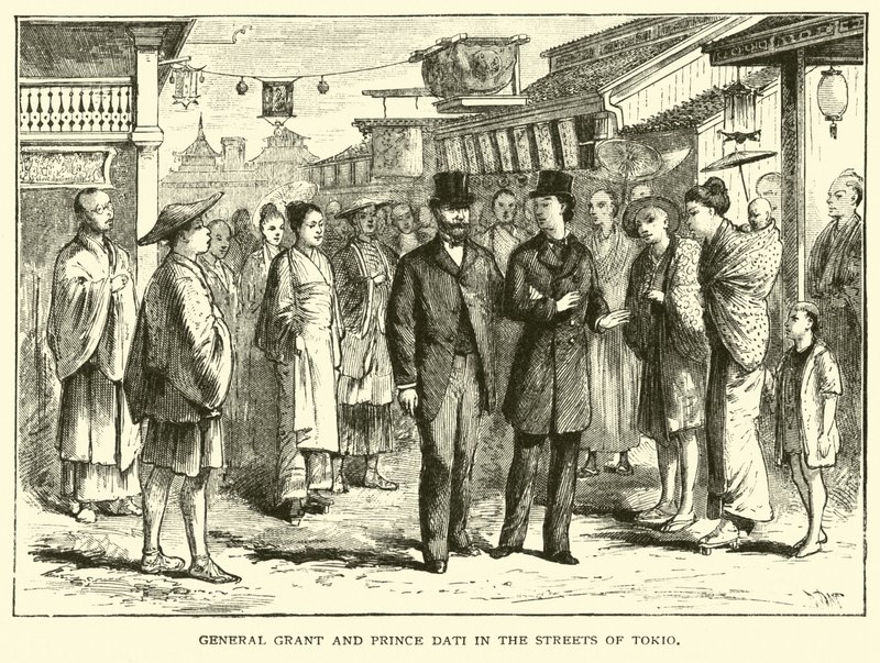 General Grant ve Prince Dati, Tokyo sokaklarında by American School