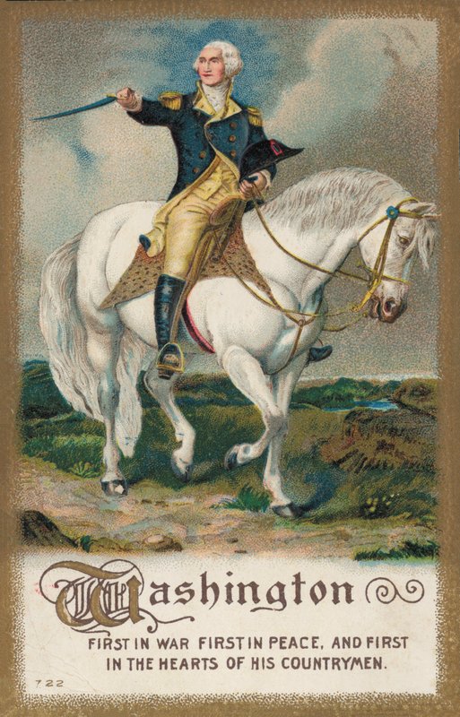 George Washington, beyaz bir at üzerinde (renkli taş) by American School