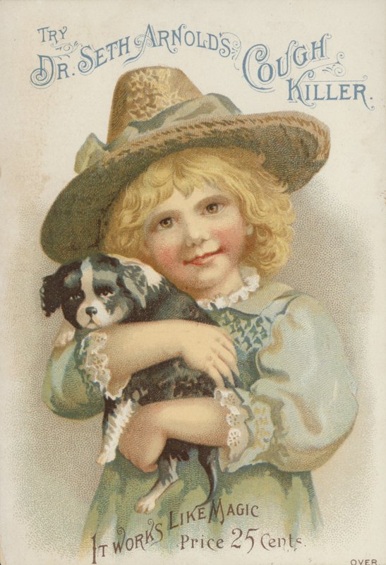 Bir köpek yavrusu tutan hasır şapkalı kız by American School