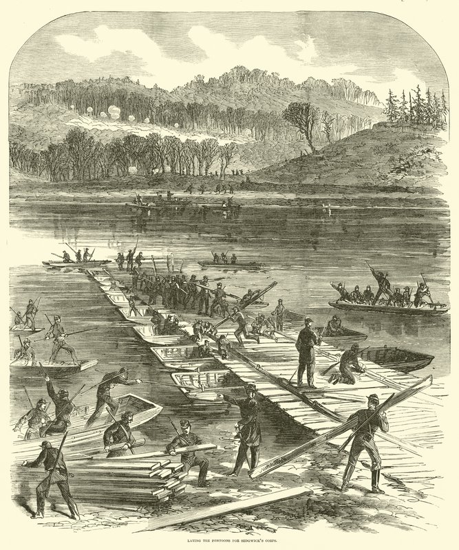 1863 Nisan Sedgwicks kolordu için duba döşeme by American School