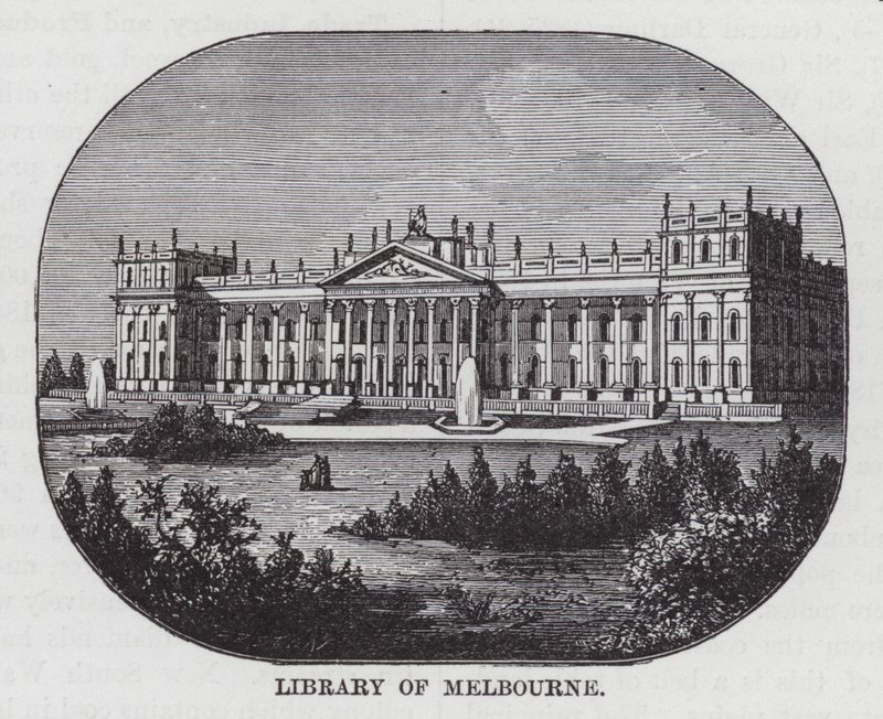 Melbourne Kütüphanesi (gravür) by American School