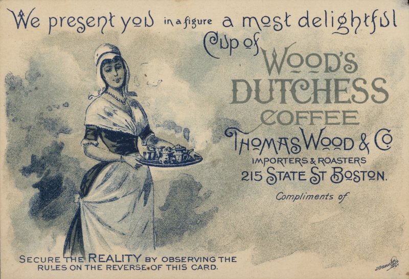 Hizmetçi kahve servisi, Woods Duchess Coffee, Boston reklamı by American School