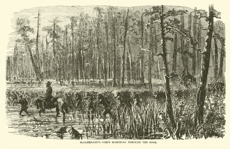 bataklıkların içinden yürüyen McClernands kolordu, Mart 1863 by American School