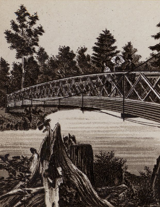 Niagara Şelalesi: İkinci Kardeş Ada Köprüsü (litho) by American School