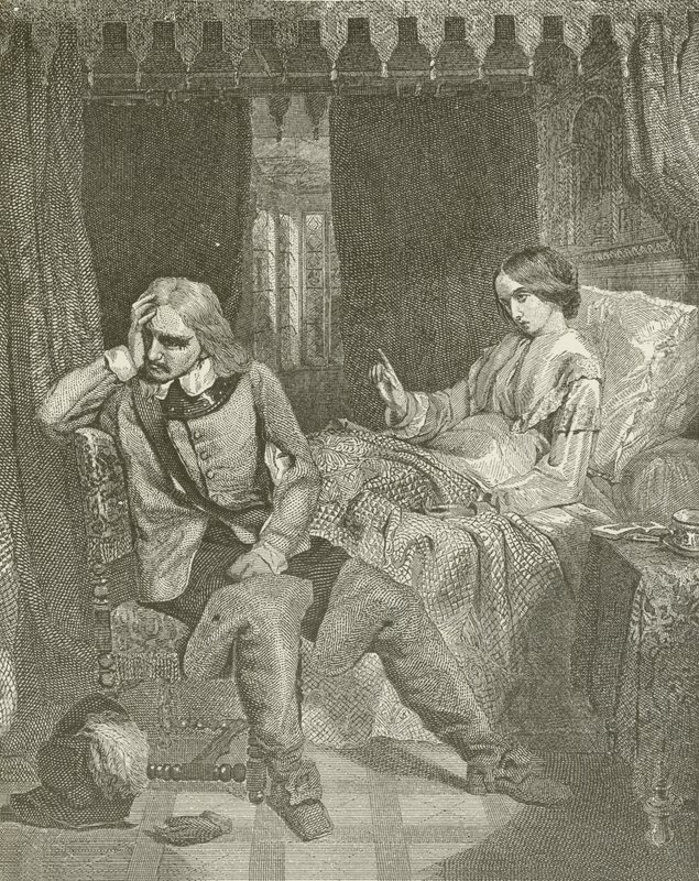 Oliver Cromwell, Kızının Ölüm Yatağında by American School