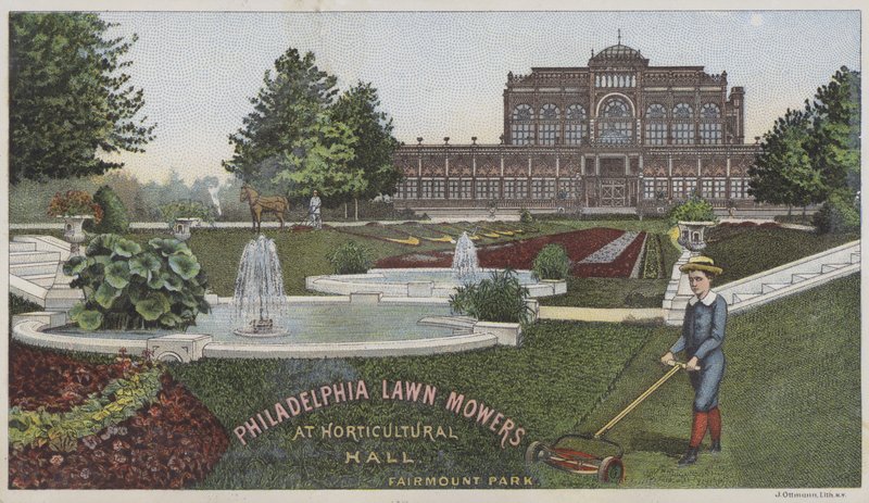 Bahçıvanlık Salonunda Philadelphia Çim Biçme Makineleri (chromolitho) by American School