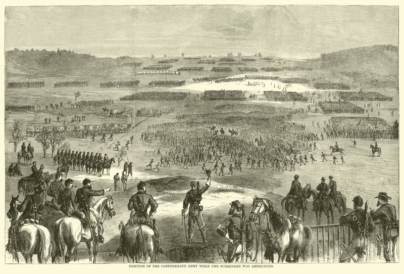 Teslimiyet ilan edildiğinde Konfederasyon Ordusunun konumu, Nisan 1865 by American School