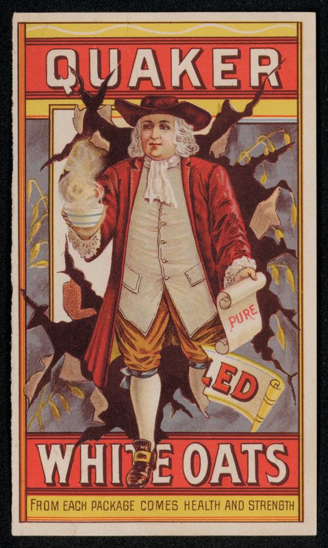 Quaker Yulaf, 19. yüzyılın sonları veya 20. yüzyılın başlarında reklam (chromolitho) by American School