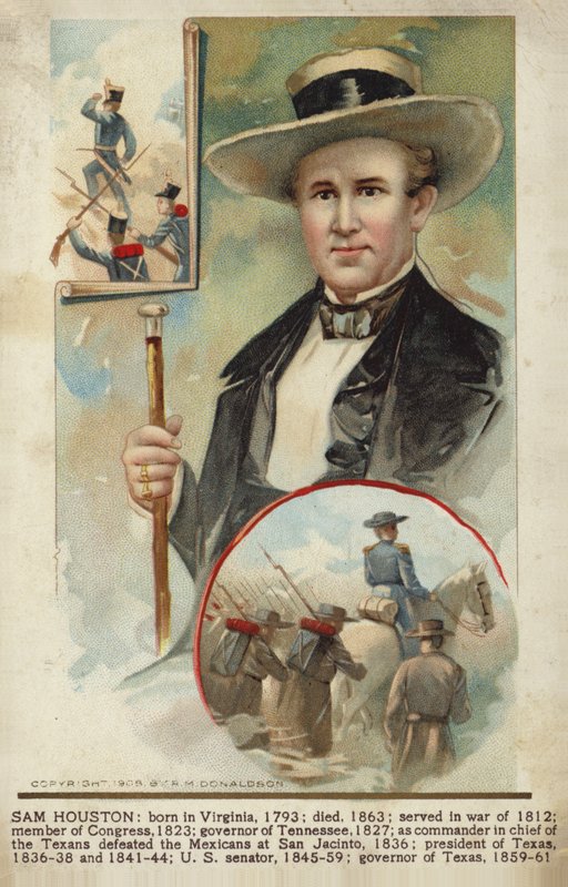 Sam Houston (renkli litografi) by American School