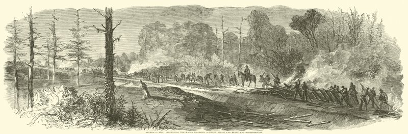 Shermans ordusu, Rough and Ready ve Jonesborough, Ağustos 1864 arasındaki Macon Demiryolunu yok ediyor by American School