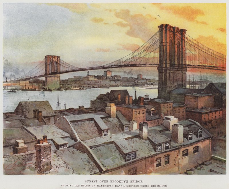 Brooklyn Köprüsü üzerinde gün batımı by American School