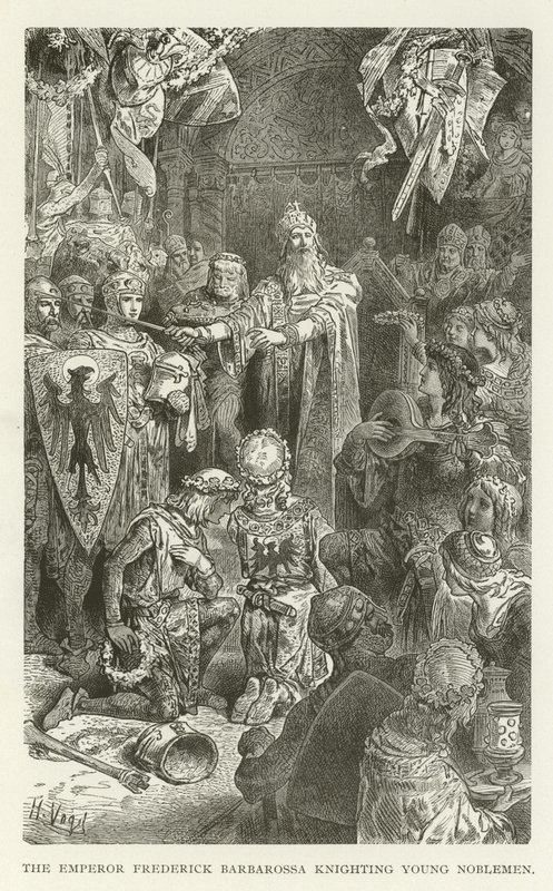 İmparator Frederick Barbarossa genç soyluları şövalye ediyor by American School