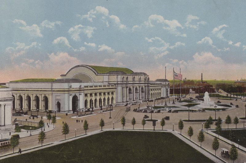 Union İstasyonu, Washington DC (renkli lito) by American School