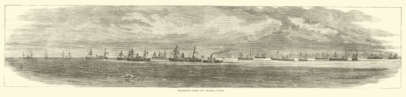 Federal Point, 1864 Aralık açıklarında nakliye filosu by American School