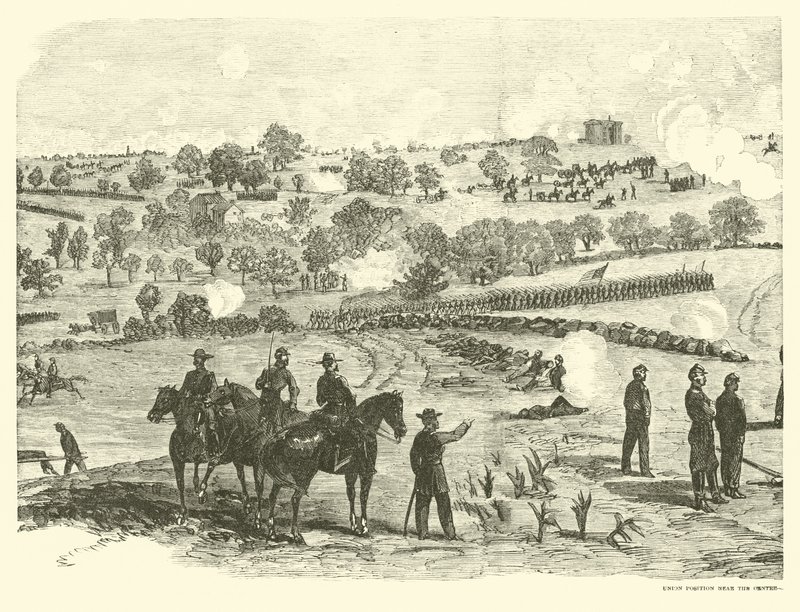 Merkeze yakın birlik pozisyonu, Gettysburg Savaşı, 2 Temmuz, Temmuz 1863 by American School