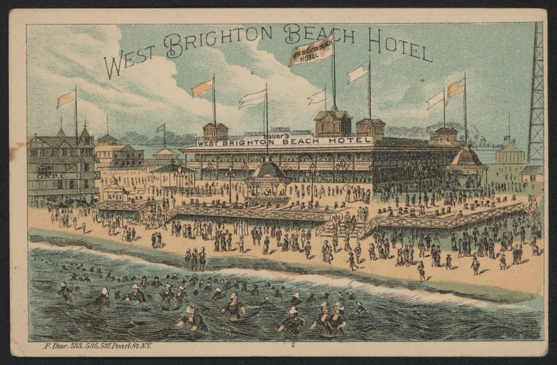 West Brighton Beach Hotel, ABD (renkli gravür) by American School
