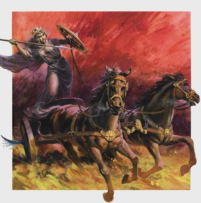 Kraliçe Boadicea (d.c.MS 60) (kağıt üzerine guaj) by Andrew Howat