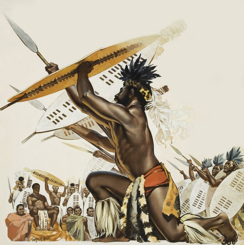 Afrikalı Savaşçılar (kağıt üzerine guaj) by Angus McBride
