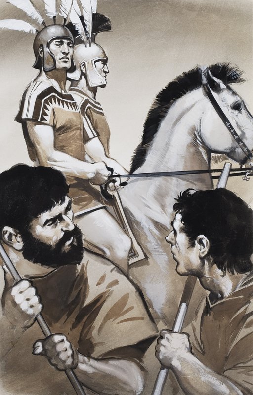 Etrüsk Askerleri (kağıt üzerine guaj) by Angus McBride