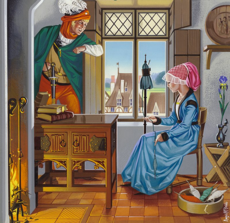 Geç 15. Yüzyıl Alman Evi (kağıt üzerine guaj) by Angus McBride