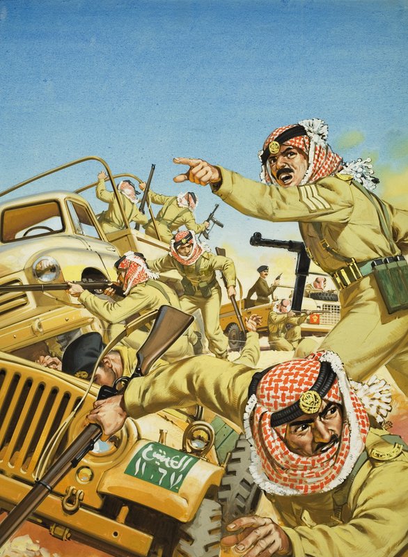 Ürdün Kralı Hüseyin (1925-99) (kağıt üzerine guaj) by Angus McBride