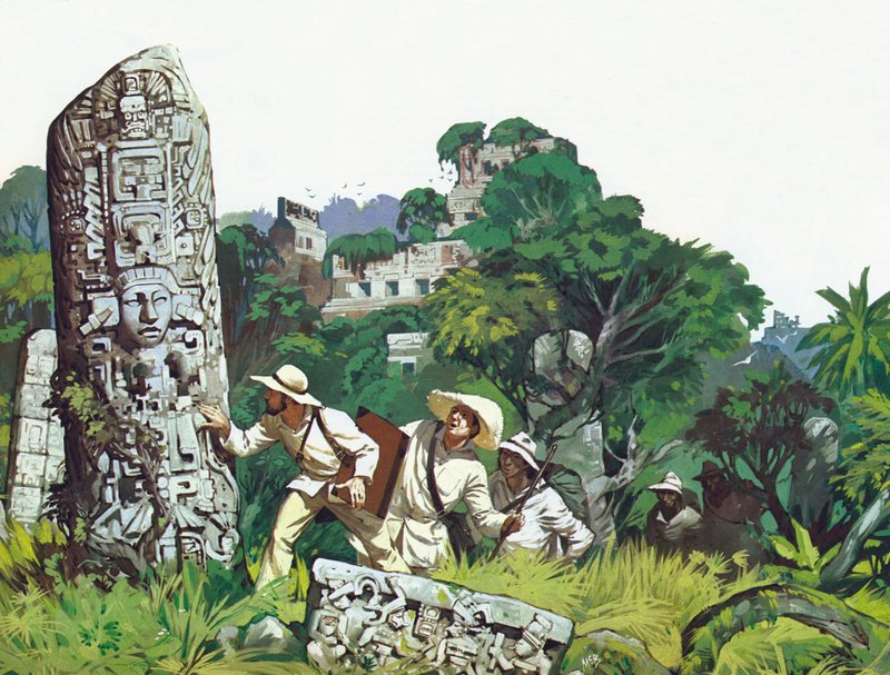 Orta Amerika ormanlarındaki kayıp şehirler (renkli lito) by Angus McBride